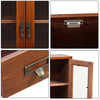 Kitchen DeskTop Cupboard Vintage Wood Storage Shelves Drawers Cabinet Glass Door