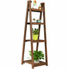 4 Tier Wooden Plant Stand Folding Flower Shelf Display Ladder Free Standing