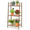 3-tier Bamboo Plant Stand Freestanding Ladder Plant Storage Shelf Display Rack