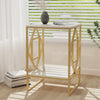 Heavy Duty Marble Side Table Console Table Geometry Tube Stand Raised Shelf Home