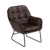 Chesterfield Distressed Faux Leather Armchair Lounge Button Tufted Chair Padded