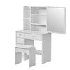 White Dressing Table Wood Makeup Desk with Slide Mirror 5 Drawers Stool Bedroom