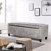 Glitter Grey Storage Ottoman Stool Bench Upholstered Chair Box Chest Side Seat
