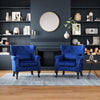 Upholstered Velvet Armchair Chair Fireside Chairs Queen Anne Wingback Sofa Blue