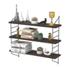 Adjustable 3 Tier Wall Floating Shelf with Metal Brackets Strong Bearing Shelves