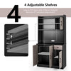 5-Position Adjustable Kitchen Pantry Buffet Cabinet Microwave Storage Cabinet