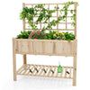 Wooden Raised Garden Bed w/ Trellis Outdoor Elevated Planter Box w/Storage Shelf