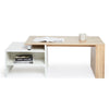 Modern Coffee Table Adjustable with Storage Living Room Furniture White &Oak