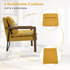 Modern Accent Chair Fabric Armchair w/ Rubber Wood Legs Rear Steel Bracket