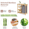Bamboo Laundry Hamper Stand 3-tier Laundry Organizer with Removable Sliding Bag