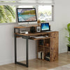 Computer Writing Desk Table with 4-Cube Bookcase & 24.2" Slide-out Keyboard Tray