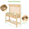 Wood Raised Garden Bed with Trellis Freestanding Garden Elevated Planter Stand