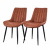 2x Dining Chairs Faux Leather Brown PU Padded Metal legs Restaurant Chair