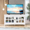 TV console table for TVs up to 50'' Modern TV Stand Glass Door Storage Cabinet