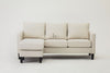 3 Seater L Shape Sofa Cream Fabric Cushioned Settee Modern Living Couch
