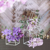 Set of 5 White Cube Metal Flower Stand Pedestal Plinth Table Centrepiece 20-35cm