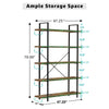 Industrial 5 Tier Bookcase Rustic Wood Shelving Unit Open Storage Display Shelf