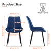 Set of 2 Dining Chairs Velvet Padded Seat Metal Leg Kitchen Chairs Multicolor