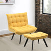 Upholstered Velvet Tufted Accent Chair Tub Armchair Lounge Sleep Sofa With Stool