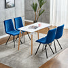 4Pcs Velvet Dining Chairs Metal Leg Padded Dining Room Kitchen Office Blue Color