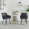 2x Faux Leather Dining Chairs With Armrest Grey Brown DiningRoom Chairs Padded