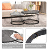 Round Coffee Table Set of 2 Side End Table Nesting Tables with Metal Frame BT
