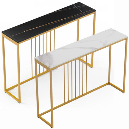 Gold Long Console Table Narrow Sofa Side Table Space-Saving fr Entryway Corridor