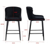 Set of 2 Bar Stools Velvet Modern Bar Chair Metal Legs Home Kitchen Black New
