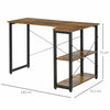 Home Office L-Shaped Corner Computer Desk w/ 2 Shelves Steel Frame Rustic Brown