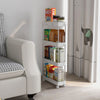 4-Tier Storage Trolley Slim Storage Shelf with Wheels Kitchen Bathroom White