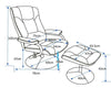 Grey Lounge Recliner Chair 360' Swivel & Footstool Armchair Grey Faux Leather
