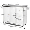 Rolling Kitchen Cart w/ 3 Drawers Kitchen Island w/ Towel Rack and Spice Rack