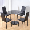 Tempered Glass Dining Table & 2/4PCS Faux Leather Padded Chairs Cafe Office Home