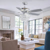 Ceiling Fan & Light LED Crystal Chandelier 52inch Home Pendant Lamp with Remote