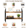 2-Tier Wall Mounted Shelf Display Rack Floating Storage Shelves Metal Frame