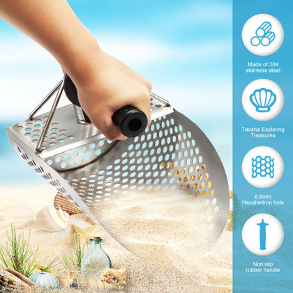 Sand Scoop 304 Stainless Steel Beach Metal Detector Scoop with Detachable brbWp