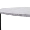 Large Round Coffee Table Marble Effect Wooden Top Tea Table Metal Frame 80x45cm