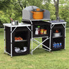 Outdoor BBQ Camping Kitchen Table W/ Windshield Storage Cooking Stove Shelves UK