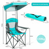 Outdoor Canopy Chair Sunshade Folding Camping Chair W/ Cup Holder & Carrying Bag