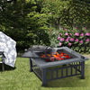 3 in 1 Square Fire Pit BBQ Grill Outdoor Garden Table Stove Patio Heater Ice Pit