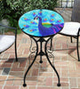 Iron/Glass Round Side Coffee Table Mosaic Design Garden Patio Flower Plant Stand