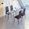 120cm Glass Dining Table 4 Chairs Faux Leather Kitchen Home Furniture Restaurant