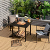 4 in 1 Outdoor Fire Pit Dining Table Square Wood Burning Fire Bowl W/ Mesh Cover