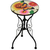 Iron/Glass Round Side Coffee Table Mosaic Design Garden Patio Flower Plant Stand