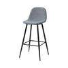 2 Pcs Grey Bar Stools Fabric Rest Chair Kitchen Breakfast Seat Metal Leg Bar Pub