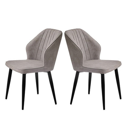 Set of 2 Grey Dining Chair Faux Leather Padded Seat Metal Legs Chair Dining Room