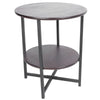 2-Tier Round Side End Table Metal Wood Coffee Tea Sofa Desk For Home Living Room
