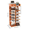 7 Tier Double Row Wooden Shoe Rack Storage Organisers Cabinet Footwear Organizer