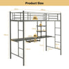 3.5FT Sigle Metal Loft Bed Frame High Sleeper Bunk Bed W/ Desk & Storage Shelves
