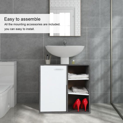 Under Sink Bathroom Cabinet Cupboard Organizer Unit With Door Storage Shelves